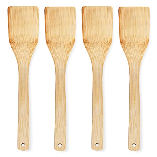 joeji's Kitchen Juego de 4 espátulas de Madera de bambú | Cuchara Madera Cocina Premium para Cocina casera | Utensilios Cocina Madera ecológicos para cocinar