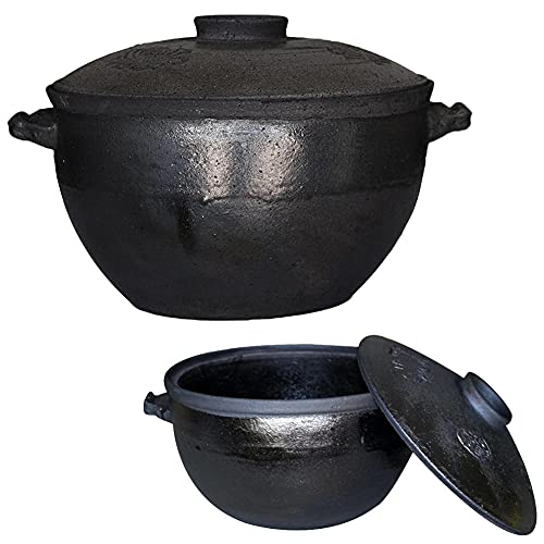 4.5 L Cazuela Para Arroz Caldoso con Tapa,Negro Cazuela Arroz Horno Ø 28cmCazuelas De Barro Para Fuego para Fideos De Sopa De Estofado