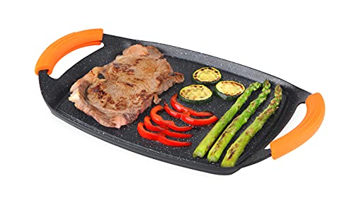 Orbegozo GDB 3600 - Plancha grill de aluminio fundido, revestimiento antiadherente, acabado en piedra, apto para lavavajillas, asas de goma