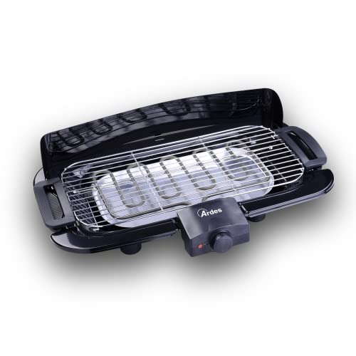 ARDES Barbacoa Eléctrica sin humo 2200 W Parrilla Eléctrica Portátil de Balcón Barbacoa da Interior o Exterior Color Negro Modelo AR1B01