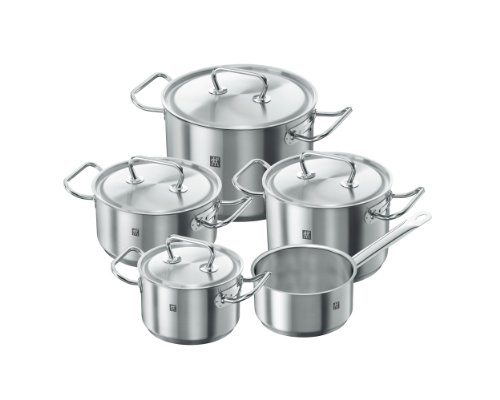ZWILLING Juego de ollas de 5 Piezas, 4 Tapas, Apto para Inducción, Acero Inoxidable, Twin Classic