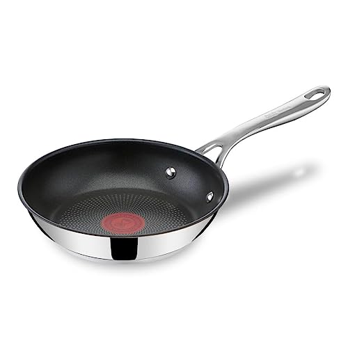 Tefal Jamie Oliver Sartén 20 cm, acero inoxidable, antiadherente reforzado con Titanio, thermo-signal, forma profunda, apta para gas, vitrocerámica, eléctricas e inducción, fácil de limpiar