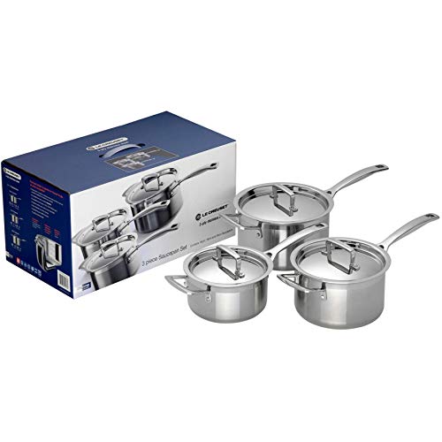 Le Creuset Set de cacerola de acero inoxidable de 3 capas - 3 piezas, 96209000001000