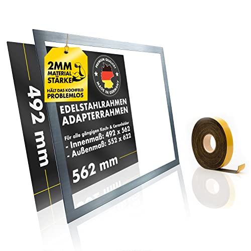 Kasper Solutions Marco adaptador para placas de cocción - 100% adecuado - ¡Para una experiencia culinaria segura! Incluye 2,5 m de cinta de sellado para la instalación