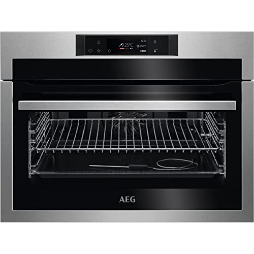 AEG KPE742280M Horno Multifunción Compacto, Limpieza Pirolítica, 27 funciones + 3 a Pirólisis, Cocción al vacío y en 2 niveles, 160 programas automáticos, Sonda Térmica, Pantalla TFT Táctil, Inox, A++