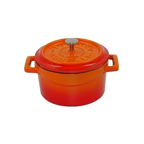 Pentole Agnelli COGHSRP10424O Cacerola con Asas y Tapa, Hierro Fundido, Naranja, 4.5 L