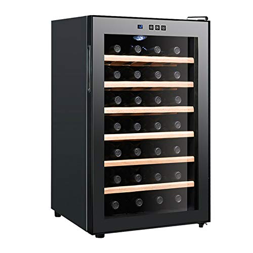 CLING Enfriador de Vino Refrigerador Doble Zona de 28 Botellas con Puerta Templado Acero Inoxidable Vidrio Templado Hueco Aislamiento Apto para Botellas de champán Independiente y Estilo Incorporado