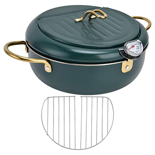 Freidora Pequeña, 24 cm/9.4 Pulgadas Sarten Freidora con Cestillo con Termómetro y Portafiltro de Aceite, 304 de Acero Inoxidable Freidora Aceite para Cocinar en Casa