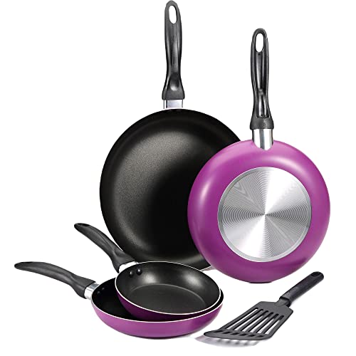 San Ignacio Set 5pc (16,20,24,28cm) sartenes + espátula, Aluminio prensado Laredo, Morado