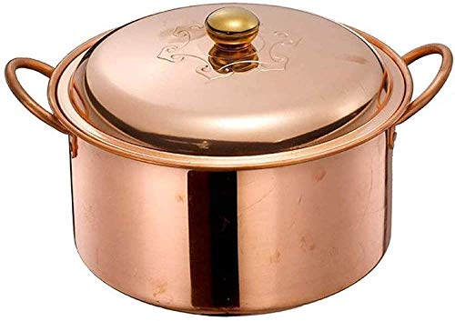 TSTSM Ollas de Cocina Sartenes Cazuela Olla de Sopa de Cobre Hecha a Mano Olla de Sopa Olla de estofado Estufa de Gas Profundo Olla de Cobre Gruesa Olla de Cobre Estofado Olla-22CM