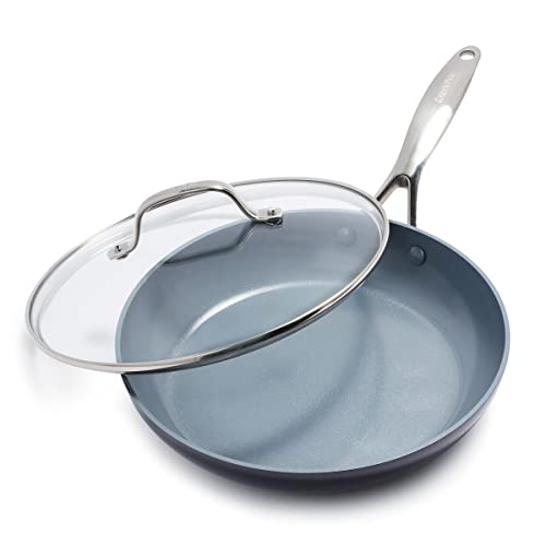 GreenPan Valencia Pro Sartén Antiadherente Cerámica Saludable Anodizado Duro 26 cm con Tapa, Libre de PFAS, Inducción, Apta para Lavavajillas, Apta para Horno, Gris