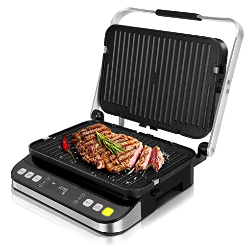 Taylor Swoden Aroma - Parrilla Electrica 2 en 1, 2000W, Grill, Sandwichera Plancha, Prensa Panini, Ajuste Preciso de la Temperatura, Cocción con apertura de 180º, Función Descongelar y Antiadherente
