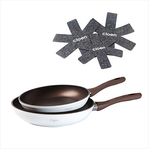 CLOEN Sartenes de Inducción | Set de 24 cm y de 28 cm | Únicas con Sensor Temperatura | Triple Capa Antiadherente | Protectores de Sartenes Incluido | Full Induction | Sartenes Modelo Alex
