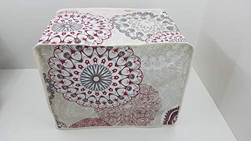 T-MIX Funda Protectora Tela Antimanchas Compatible con Robot Cocina Mambo CECOTEC. 6090, 7090, Silver, Black, 8090 9090 9590 10070 Mandala Rojo