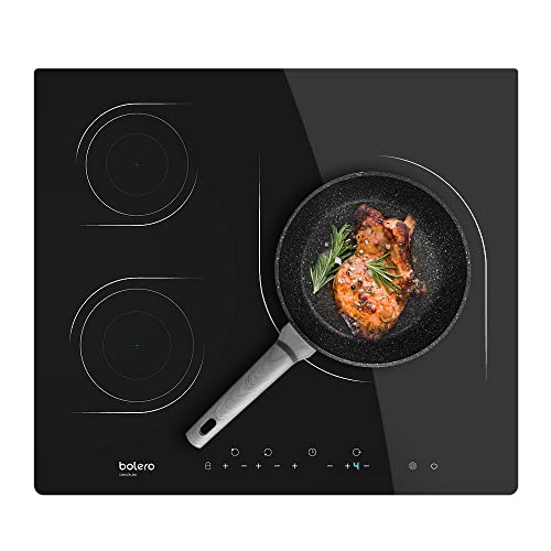 Cecotec Placa Vitrocerámica 3 Fuegos Bolero Squad V 3000. Potencia 6200 W, 9 Niveles de Potencia, Control Táctil, Detector de Sartenes hasta 295 mm, Temporizador, Kidlock