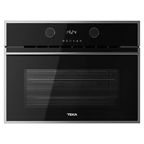 Teka HLC 860 P - Horno Compacto Pirolítico Multifunción de 45cm con HydroClean® y 20 Recetas Programadas, Sistema de Limpieza Dual Clean, Color Cristal Negro con Marco