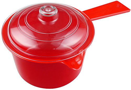 2 Good Apta para microondas Calor una Cacerola con Tapa de 600 ml - Rojo con Tapa Protectora Transparente (Nuevo)