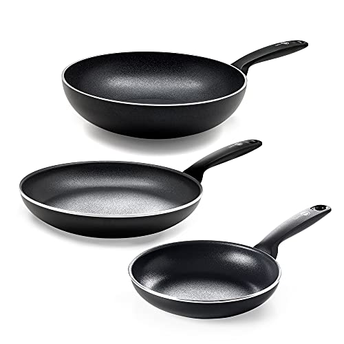 GreenPan Andorra Sartén Antiadherente con Revestimiento de Cerámica, 20 cm + Sartén Antiadherente, 28 cm + Wok Antiadherente, 28 cm