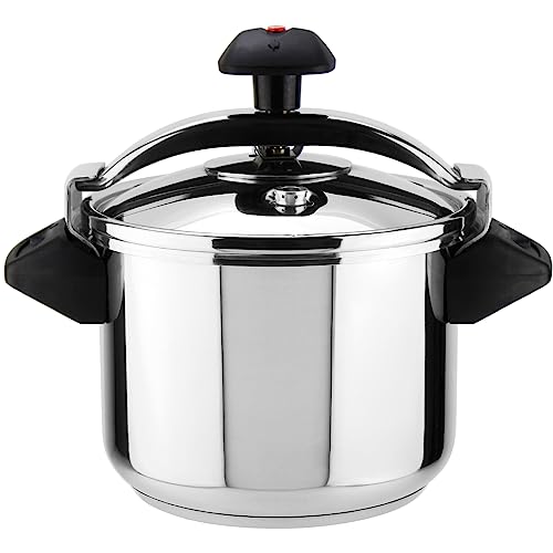 MAGEFESA ® Inoxtar Olla a presión rápida de 8 litros, Fabricada en Acero Inoxidable 18/10, Apta para Todo Tipo de cocinas, Incluido inducción, 3 Sistemas de Seguridad, Fondo termodifusor, Express
