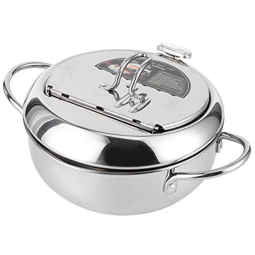 Freidora Tempura Mini olla de acero inoxidable estilo japonés con termómetro Cocina de inducción compatible con la cocina del hogar(Large)