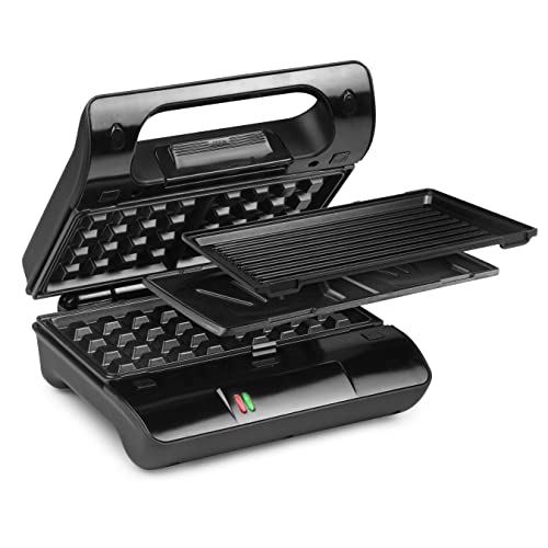 Nova 117002 - Grill y Sandwichera Compacta, Almacenamiento de Cable, Placas Desmontables para Sandwichera, Parrilla de Mesa, Gofrera, 700 W