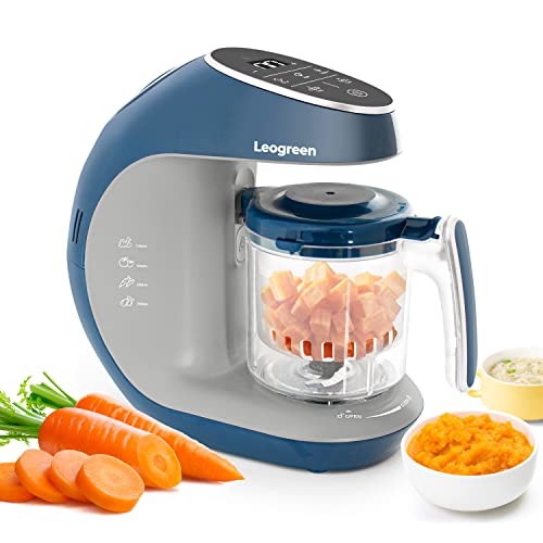 Leogreen - Robot Cocina Bebe, Robot Alimentos 7 EN 1 Multifunción, Vaporera y Licuadora de Puré, Esterilizador y Calentador de Biberones, Recalentar, Descongela, Limpieza Automática, sin BPA, LED