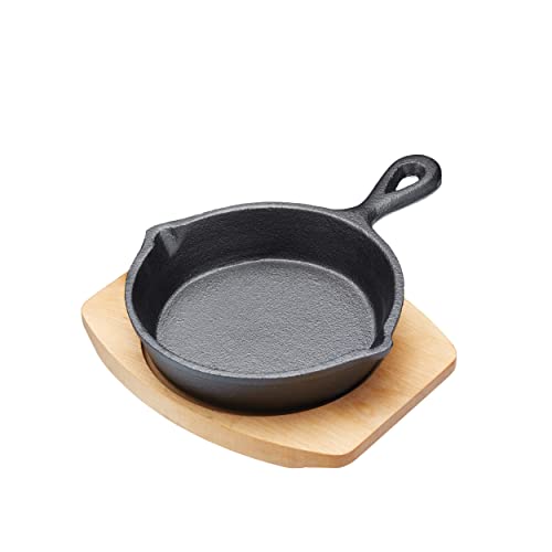 MasterClass KitchenCraft Artesà Sartén Pequeña de Hierro Fundido, Redonda, Medidas 17 x 13 cm - Negro/Beige
