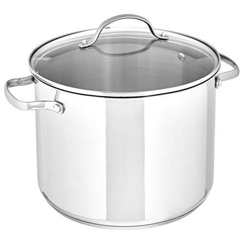 Amazon Basics - Olla de acero inoxidable de 7,6 litros, con tapa, Plateado