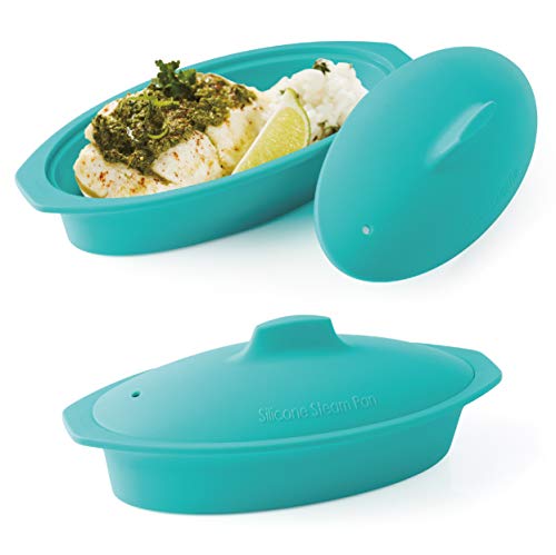 BERELA HOME - Ebuka-Vapoval. Vaporera Microondas y Horno. 100% Silicona, Ovalada. 12.5 x 9.2 cm - 600 ml