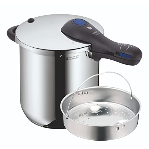 WMF Perfect Plus - Olla Rápida 22 cm de diámetro, 8 litros y medio con cestillo de vapor, Acero Inoxidable para inducción