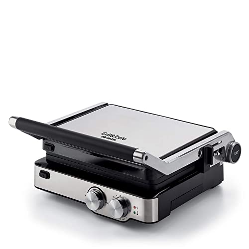 Ariete 1918 - Grill eléctrico Grill&Taste, 2000 W, placas extraíbles, placa flotante, 5 niveles temperatura, apertura 180 grados, asa tacto frío, placa 29 x23 cm, acero inoxidable