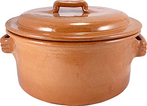 Olla Cazuela Tartera cacerola barro esmaltado 35 cms diámetro CON TAPA
