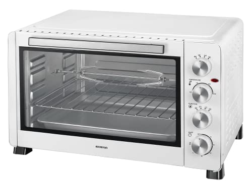 INFINITON HSM-A60B – Horno sobremesa, Blanco, 60L, 2500W, Convección, Función asador, Rustidor, Doble acristalamiento, Luz interior, Temporizador 60 min.