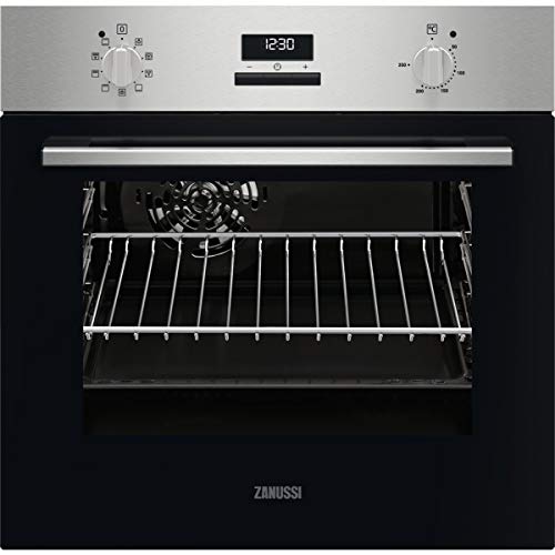 Zanussi ZOHIE2X1 Horno Multifunción, 7 funciones, Reloj programador electrónico, Mandos Fijos, Display LED, Antihuellas, Inox, Clase A, 57 Litros [Clase de eficiencia energética A]