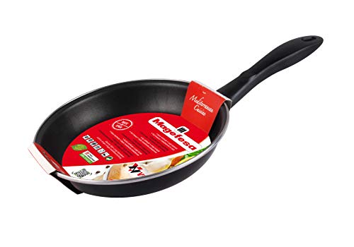 MAGEFESA Black - Sartén 24 cm de Acero esmaltado, Antiadherente bicapa Reforzado, Color Negro Exterior. Apta para Todo Tipo de cocinas, incluida inducción. 50% de Ahorro energético.