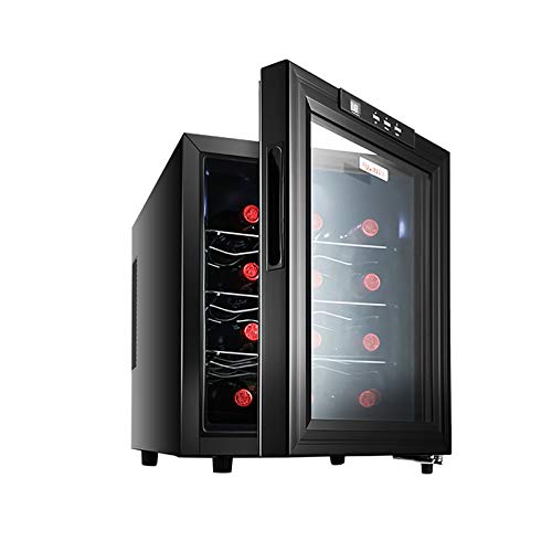 Enfriador vino Refrigerador doble zona para 12 botellas Suave y a prueba golpes bajo nivel ruido Circulación aire frío Sin escarcha temperatura constante Vidrio con revestimiento hueco doble capa