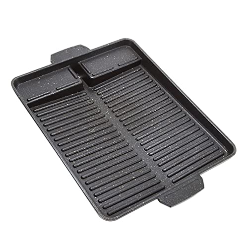 HXJ Parrilla No-Stick Grill PAN Soja de gas Parrilla Pan de la parrilla Pan de la parrilla de carbón PAN PISCINA DE PIEZA DE ACEITE DE GRABADA Barbacoa Adecuado for carne de carne de carne y verduras.