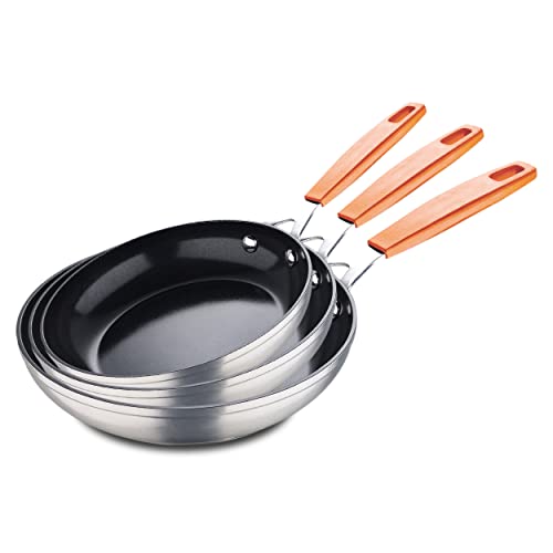 San Ignacio Compact | Juego de sartenes antiadherentes | Fabricado en aluminio forjado | Emttiene 3 sartenes de 20, 24 y 28 cm de diámetro | Juego de sartenes | Para todo tipo de cocinas