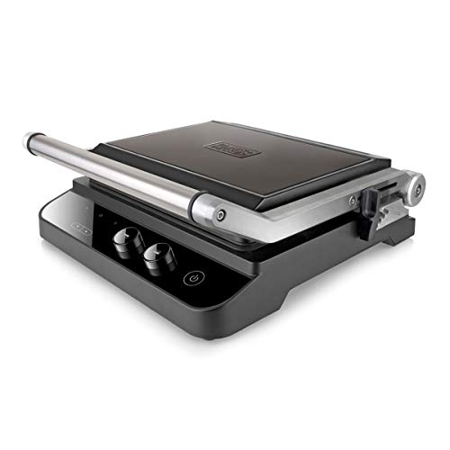 Black+Decker BXGR2000E Parrilla Eléctrica 2000 W, Acero Inoxidable Anti-Huellas, Negro