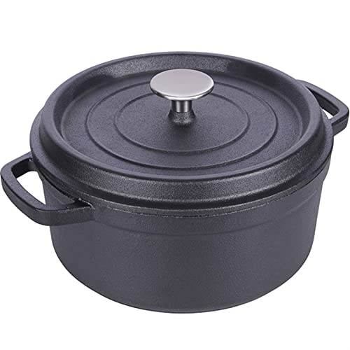 Cazuela Pote de hierro fundido Doble orejas de estofado Pottín de la olla 24 cm de espesor sin recubrimiento Potes hechos a mano antiguas y gases de inducción de gas General Cocina de restaurante, etc