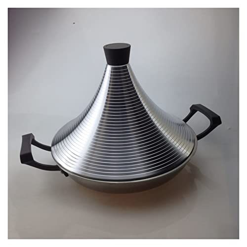 YINWEI Non Stick Tagine Taji Pot Torre de Acero Inoxidable Stew Pot Seco Marisco Alto Tapa Pan Pan Electromagnético Cocina Marroquí Tajine (Color : 38cm)