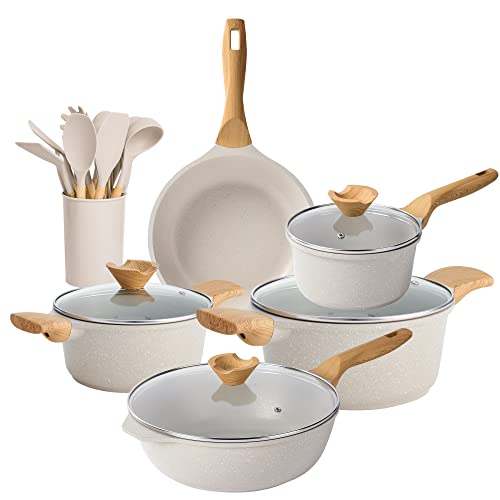 ilimiti Induccion Baterías de cocina Con tapa Granito Recubrimiento antiadherente Juego de ollas y sartenes Sin PFOA Traje de cocina Juego de utensilios de cocina con utensilios de cocina de cazuela