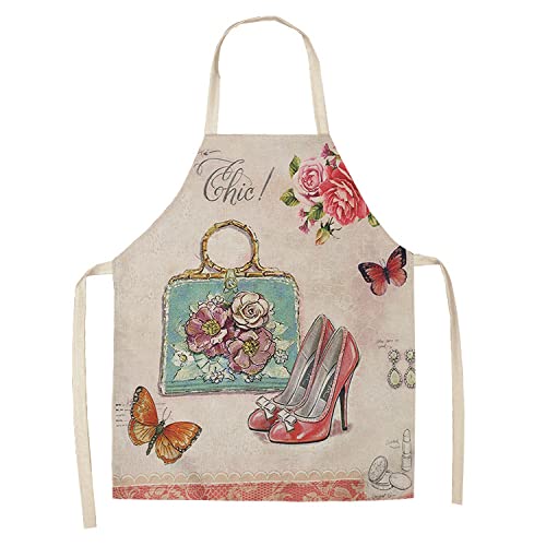 Delantal Cocina Hombre Divertido, Delantales De Cocina Antiincrustantes De Lino Y Algodón Con Estampado De Tacón Alto Rojo Chic Para Mujeres, Regalos Para Hornear, Delantal Para Mujeres, Delantale