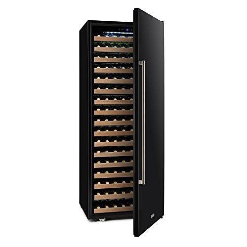 Klarstein Botella Cura - Nevera para vinos, Nevera para bebidas, Refrigerador gastronomía, 558 Litros, 224 Botellas, 17 Baldas, Control táctil, Pantalla LCD, Iluminación LED, Carbón
