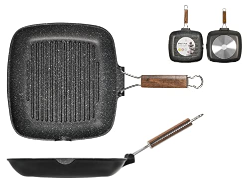 H&h bistecchiera antiaderente pietra manico pieghevole cm28x