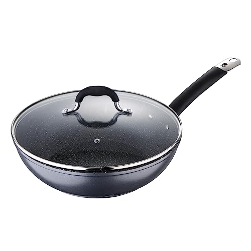 MasterPRO Home Edition Black Sartén Wok, Aluminio Forjado, Gris, 28 cm
