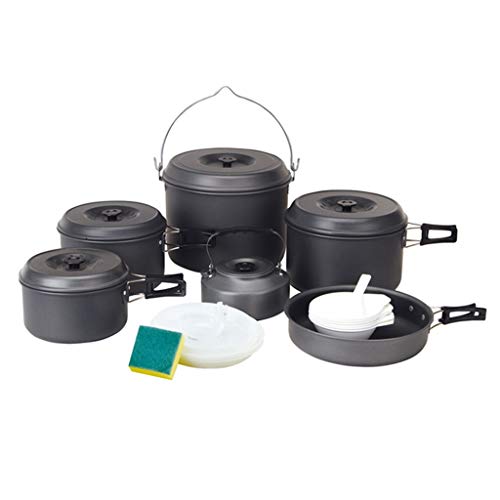 NEWCES Ollas y sartenes Grandes for Exteriores for 10-12 Personas, ollas de Picnic for Acampar, ollas arroceras portátiles con Asas ergonómicas, ollas y sartenes