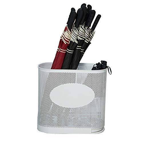 RIJPEX Paragüero Metal Hierro Forjado Almacenamiento Separado De Paraguas Largos Y Cortos Cajón Tipo Bandeja De Goteo/Blanco/41X16X38Cm (Blanco 41X16X38Cm)