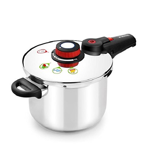 Monix Selecta Olla a presión rápida 6 litros con Sistema de selección de Alimentos y Cierre automático, Acero Inoxidable 18/10, Gris, 22 cm