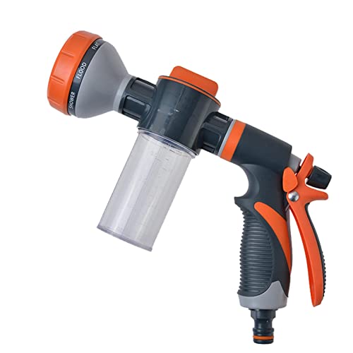 Blue Fish Pulverizador de Boquilla de Manguera de Agua - Pulverizador de Manguera de Alta presión con dispensador de jabón en Espuma,Accesorio de riego para Manguera con múltiples Patrones
